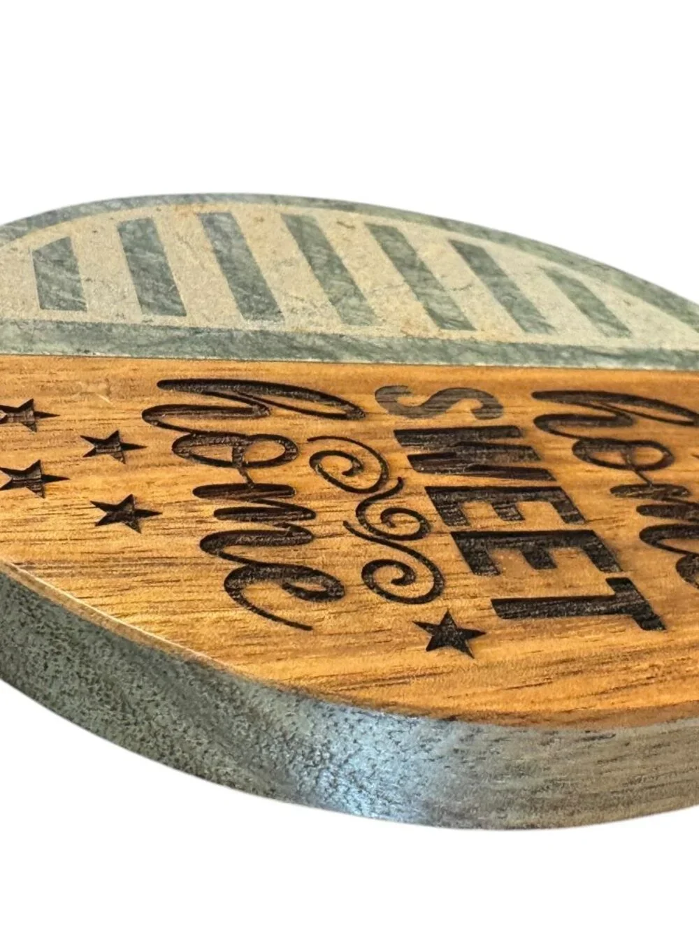 Home Sweet Home Round Coaster, Marble and Wood, Rustic Farmhouse Style, Decorati